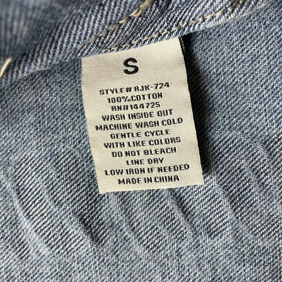 American Bazi Oversized Denim Jacket S | Graffiti Text, Distressed, Longline Fit - Picture 8 of 9